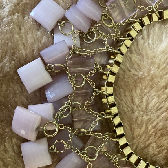 Choker style necklace with gold-tone chain and two-tone purple beads - Picture 3 of 4